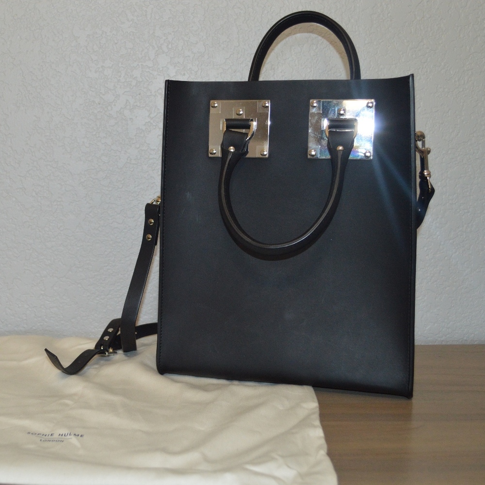 Sophie Hulme Large Black Leather Tote